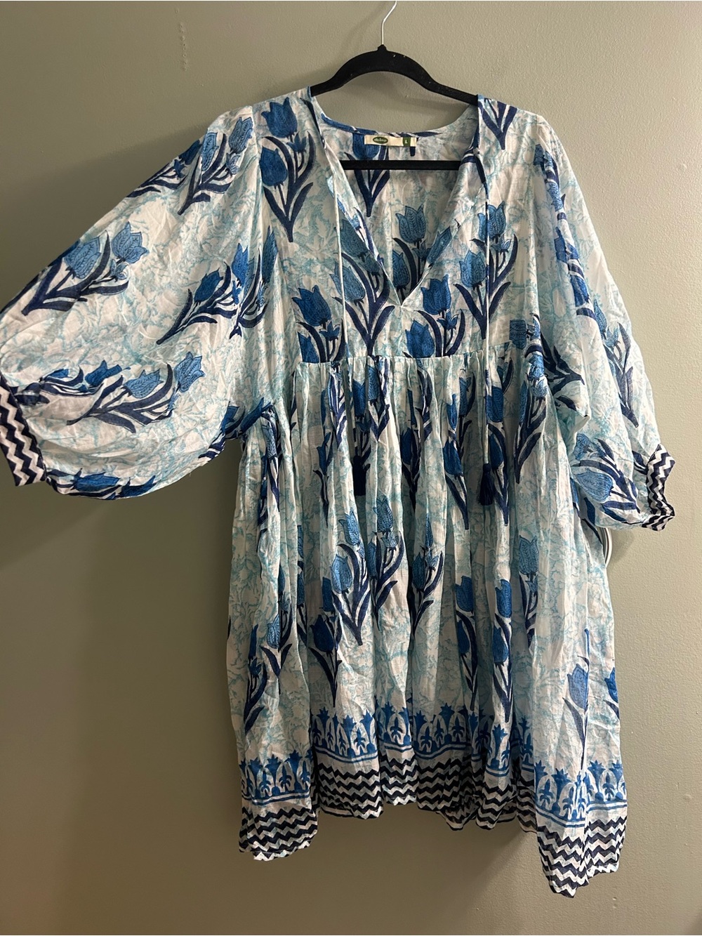 Dolma tunic dress lightweight floral 3/4 sleeve boho bohemian